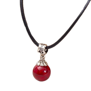 厂家云南民族风饰品简约单珠松石吊坠锁骨链皮绳短项链女款XL070