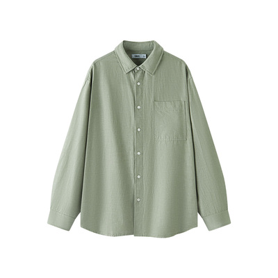 森马衬衣外套通勤棉麻长袖衬衫男