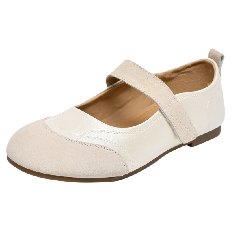 宽胖脚肥大码女鞋41-43码2025新款真皮秀气软底百搭平底单鞋55-1