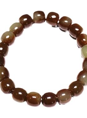 和田玉新疆老型珠手串且末糖玉