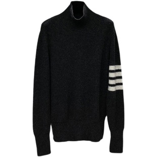 TB高领套头毛衣2026冬季新款四条杠男女情侣装同款羊毛打底针织衫