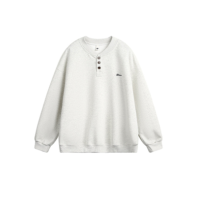 美式刺绣亨利领卫衣男女春季