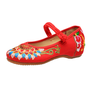 广场舞鞋女绣花鞋软底舞蹈鞋老北京布鞋红色秧歌腰鼓扇子舞跳舞鞋