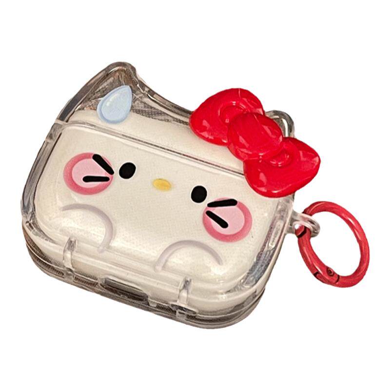 日韩小众少女卡通可爱创意简透明kitty立体蝴蝶结适用苹果airpods1/2/3/4无线蓝牙耳机套二代新三代保护套