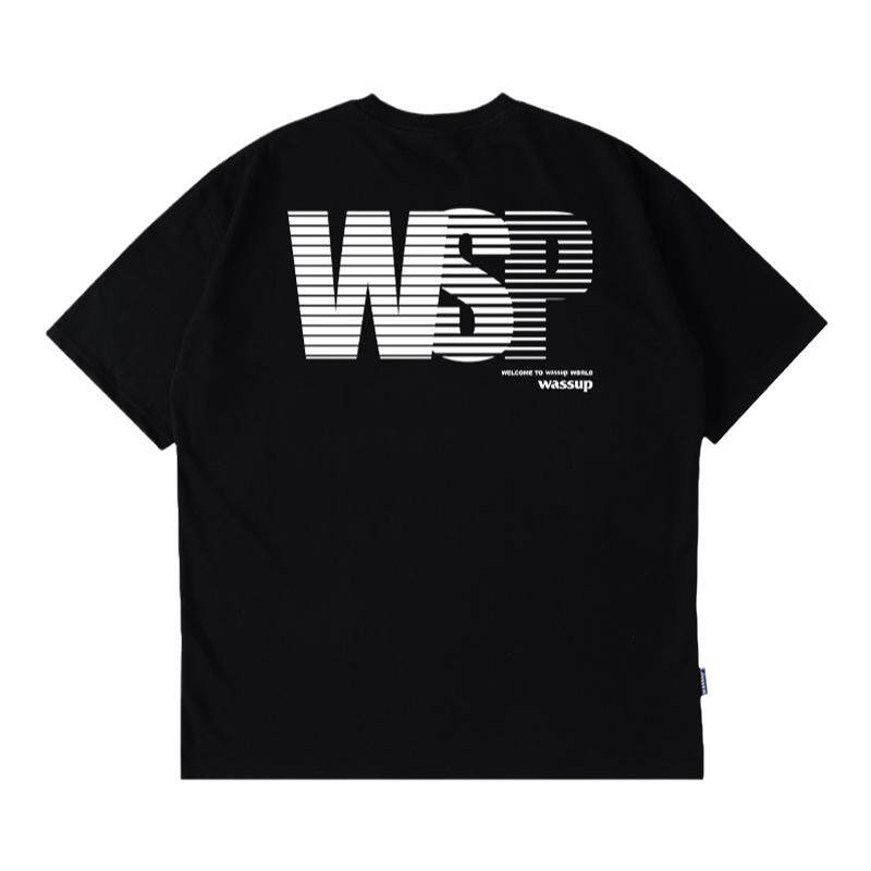 WASSUP美式阴影字母短袖t恤男