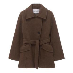 loeuvre美拉德宽松毛呢外套羊驼毛混纺大衣双面呢冬季短款外套
