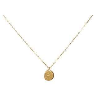 韩系不规则字母圆牌项链女简约金色吊坠配饰2025新款小众锁骨链男