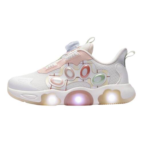 安踏儿童运动鞋女小童鞋2026年春季新款软弹舒适闪灯鞋旋钮童鞋