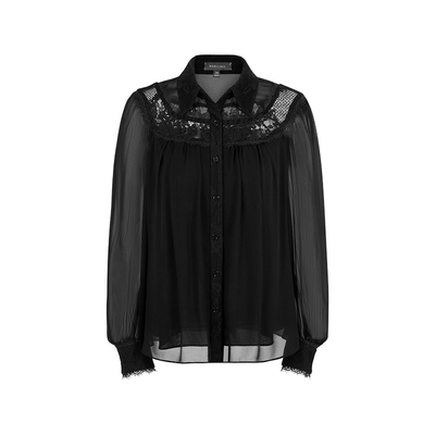 MARYLING黑色蕾丝上衣