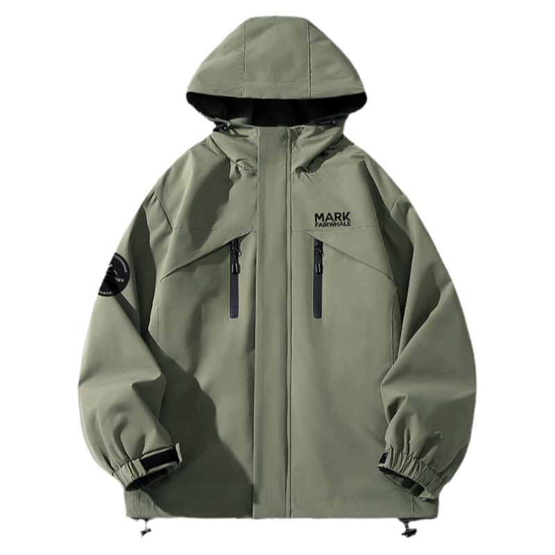 马克华菲夹克外套男2024秋季新款户外防风连帽冲锋登山服机能风