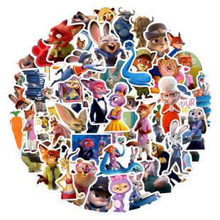 50张电影动画疯狂动物城贴纸儿童礼物电脑行李箱防水A4海报贴画
