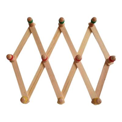 批发挂衣架可伸缩原木衣架门后墙壁木质挂钩衣帽架钩原木制折叠