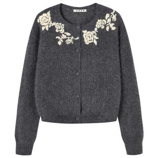 【SALE】【WMWM】蕾虎绣花长袖针织开衫百搭秋冬气质女装上衣