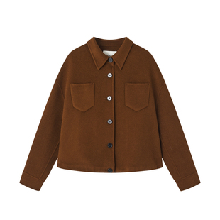 indicia标记商场同款25春新款简约短款翻领通勤大衣 F2D4DY682F