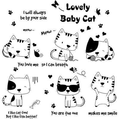 可爱卡通小猫装饰咪粘贴画图案
