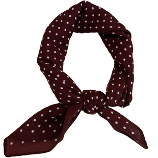 赫本黑白复古波点中小方巾女春秋装饰护颈围巾酒红色点点西装丝巾