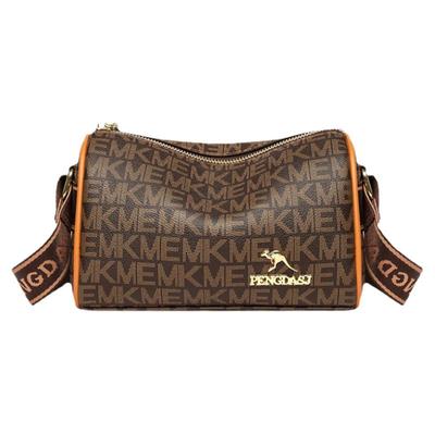 真皮枕头包牛皮斜挎包印花女包