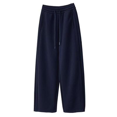 一条过冬！巨显瘦加绒羊毛休闲裤女宽松直筒阔腿裤冬加厚保暖长裤