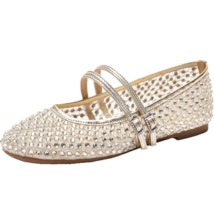 百丽女鞋子渔网鞋法式平底玛丽珍鞋夏季新款浅口单鞋B2638BQ5