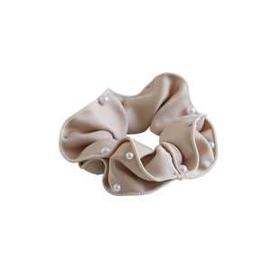 法式精致绸缎钉珍珠大肠圈扎头发饰网红发绳气质丸子头发圈皮筋女