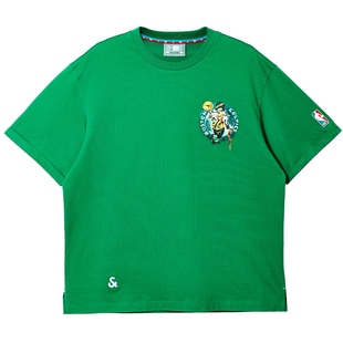 杰克琼斯NBA联名款男装春季新款纯棉篮球字母印花日常休闲短袖T恤