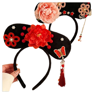 可爱儿童格格发箍女宫廷风贵妃娘娘花朵头箍2024年新款旗头压发卡