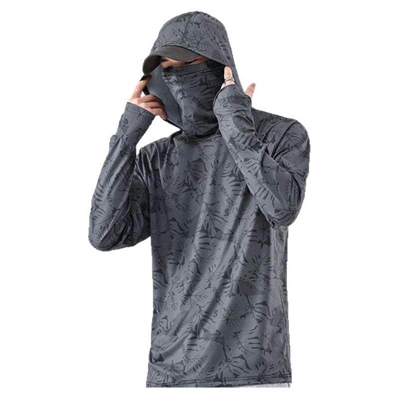 男生速干透气防紫外线防晒衣钓鱼服轻薄皮肤衣夏季户外运动骑行服