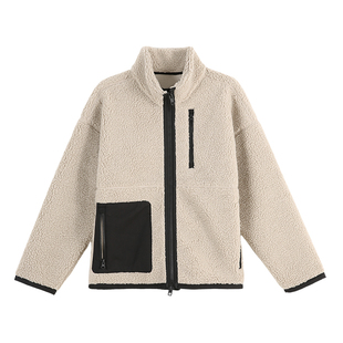 云上生活【考拉】立领加绒仿羊羔毛加厚外套2025冬季防风保暖女