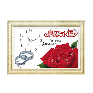 结婚送人钟表钻石画真爱永恒简约