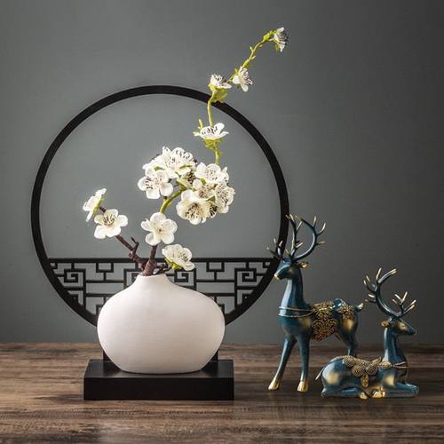 新中式禅意茶桌角几摆件创意摆设酒柜装饰品复古玄关电视卧室软内