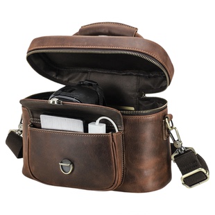 复古疯马头层牛皮手提单肩斜挎包多功能旅行洗漱相机包真皮收纳包