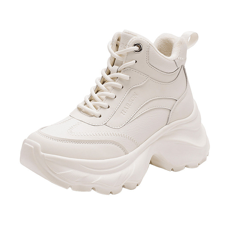哈森复古百搭休闲旅游鞋女2025秋冬新款厚底增高运动鞋HCA251611