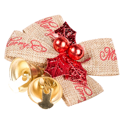圣诞节装饰麻布小铃铛蝴蝶结配件