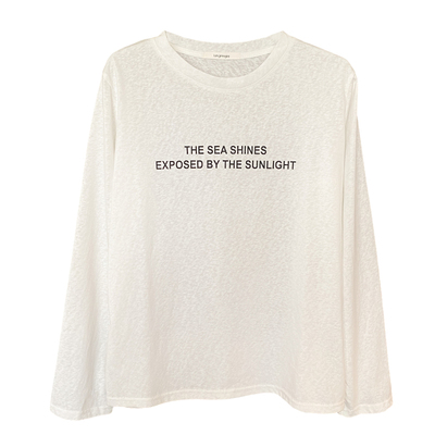 T恤印花长袖圆领女宽松薄款