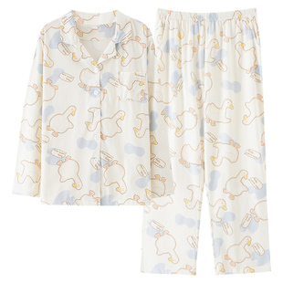 2026年新款睡衣女春秋季纯棉卡通甜美套装开衫长袖长裤宽松家居服