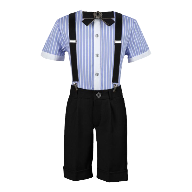 夏季男童条纹西服套装演出礼服