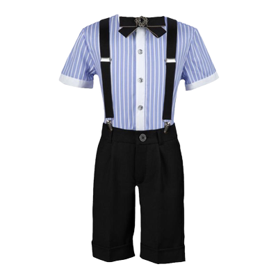 夏季男童条纹西服套装演出礼服