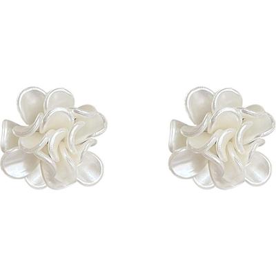 白色气质花朵耳环女小众