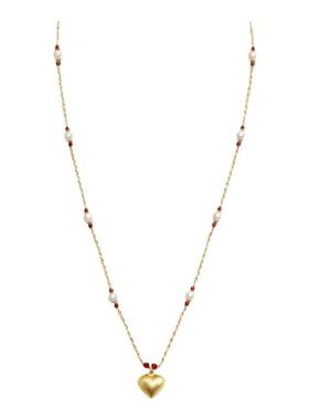 DinLaw新中式红色淡水珍珠毛衣链