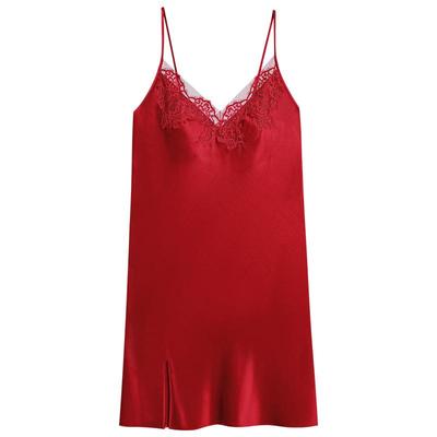 爱慕婚礼之夜本命年红睡衣女真丝性感蕾丝细带吊带睡裙