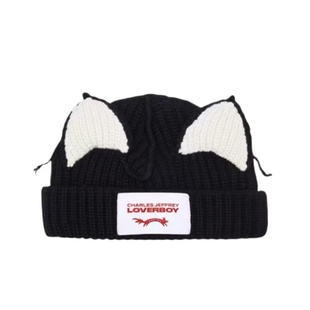 正品Charles Jeffrey Loverboy设计师品牌秋冬可爱针织猪猪猫耳帽