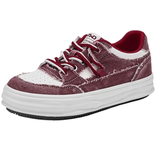 热风厚底休闲鞋女2026年春季新款复古潮酷增高板鞋百搭软底女鞋子