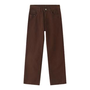gd权志龙同款男士棕色牛仔裤宽松美式复古2023新款直筒休闲长裤夏