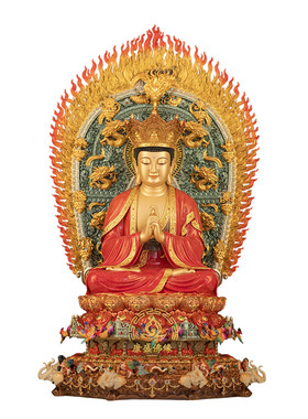 纯铜珐琅彩大日如来佛像寺庙摆件