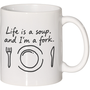 Life is a soup高级感马克杯陶瓷小众情侣办公室咖啡杯子胖胖杯