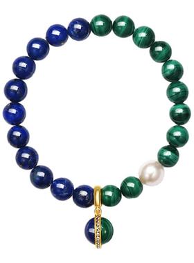 MGS/曼古银风吹麦浪项链孔雀石拼青金石锁骨链时尚新中式饰品送礼