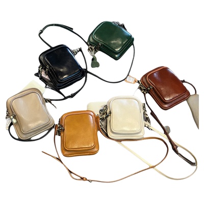 2025新款软皮斜挎包百搭单肩女包迷你女士小包牛皮竖款手机包包女