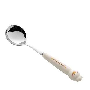 304不锈钢陶瓷手柄可爱卡通儿童吃饭勺子吃水果叉子调羹便携餐具