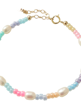 sanni天然淡水珍珠珠14k包金叠戴