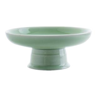 景德镇青瓷果盘中式茶点盘高脚水果盘仿古禅意贡盘家居茶几小吃碟